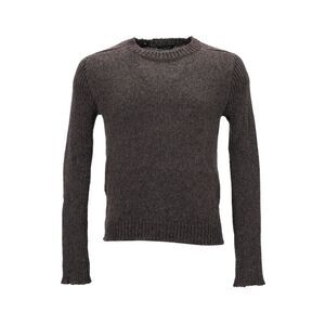 Balmain Knitted Crewneck Sweater in Brown Wool